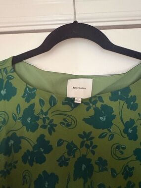 Reformation Green Floral Mini Dress